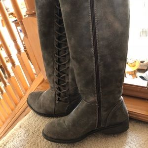tall brown zip up boots